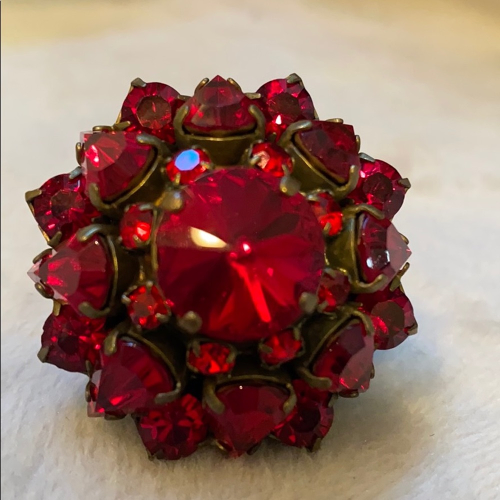 Frangos Red Crystal Statement Ring - image 5